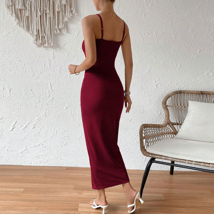Wine Sleeveless Waist Twisted Dress