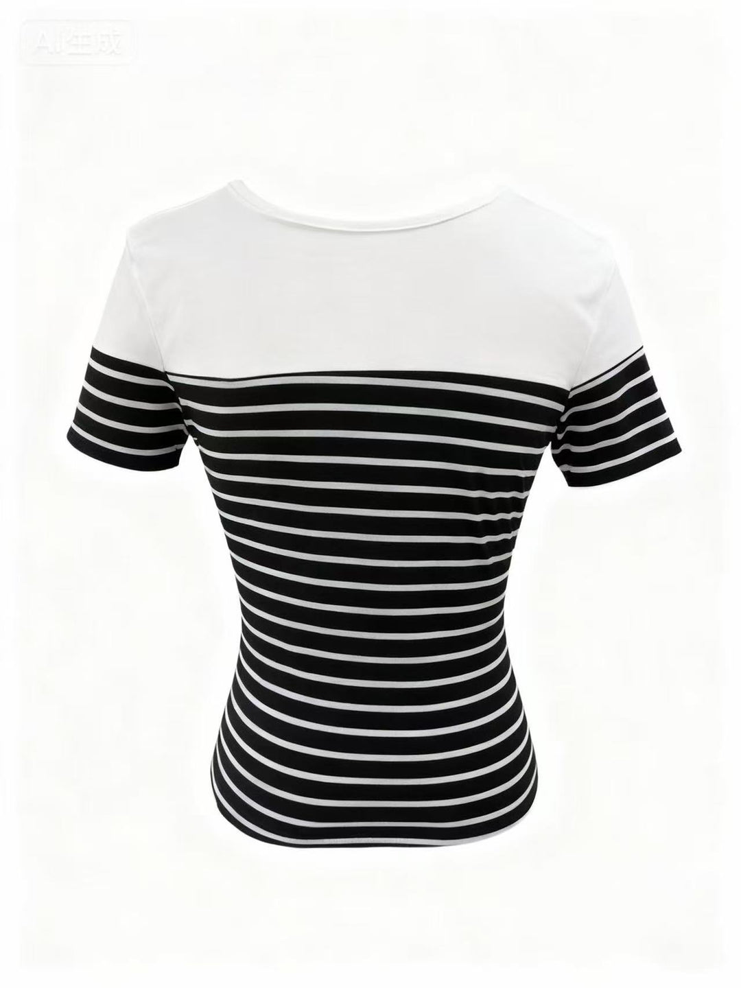White Short Sleeve Striped Back Bow Top