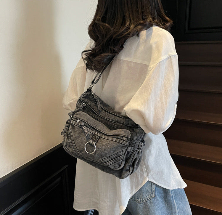 Black Denim Street Utility Bag