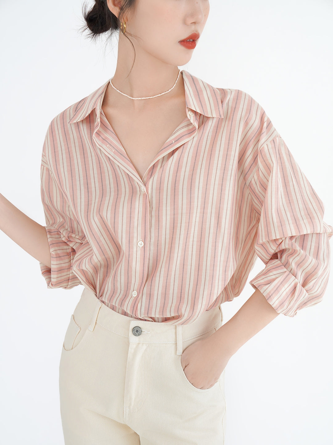 Pink Striped Oversized Shirt