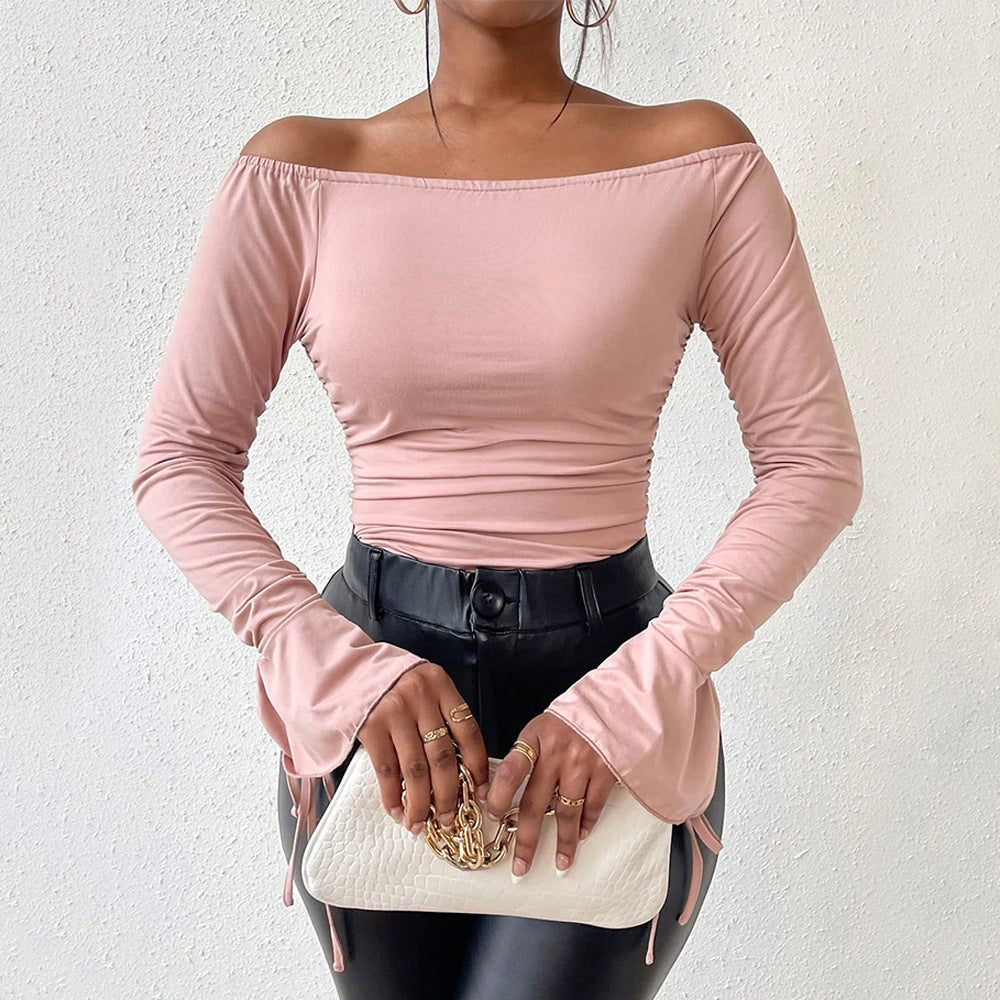 Mauve Solid Off-Shoulder Bodysuit