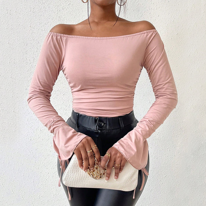 Mauve Solid Off-Shoulder Bodysuit