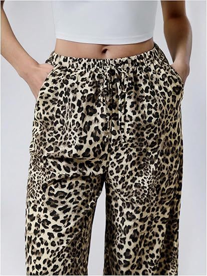 Cream Baggy Fit Animal Printed Joggers