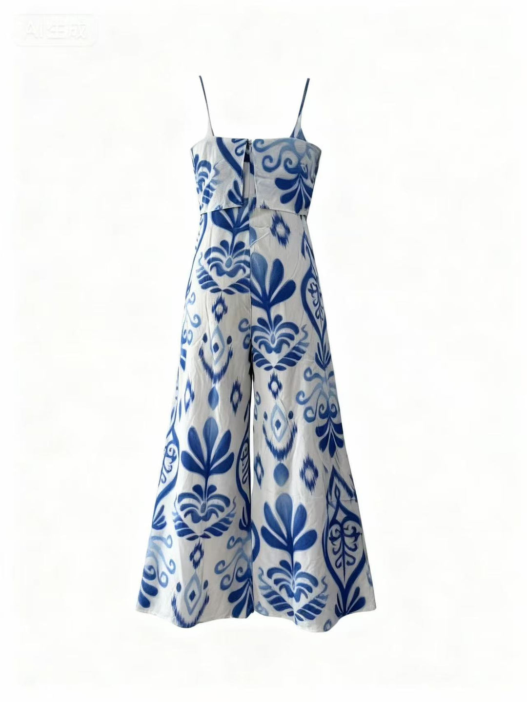 Blue Shoulder Strap Top And Pant Set