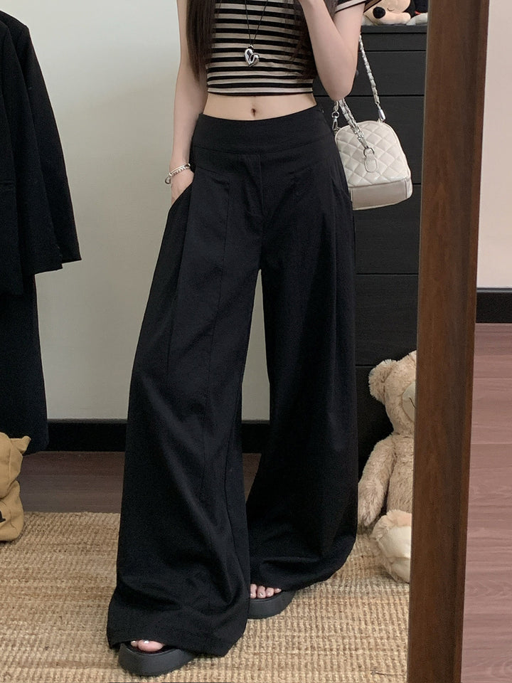 Black High Waist Pleated Baggy Pant