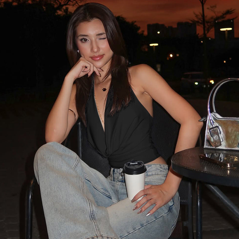 Black Halter Neck Top