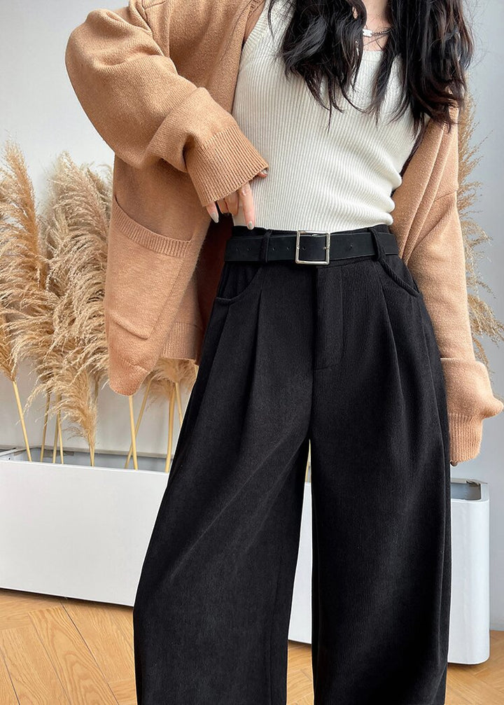 Black Wide Leg Pleated Pants