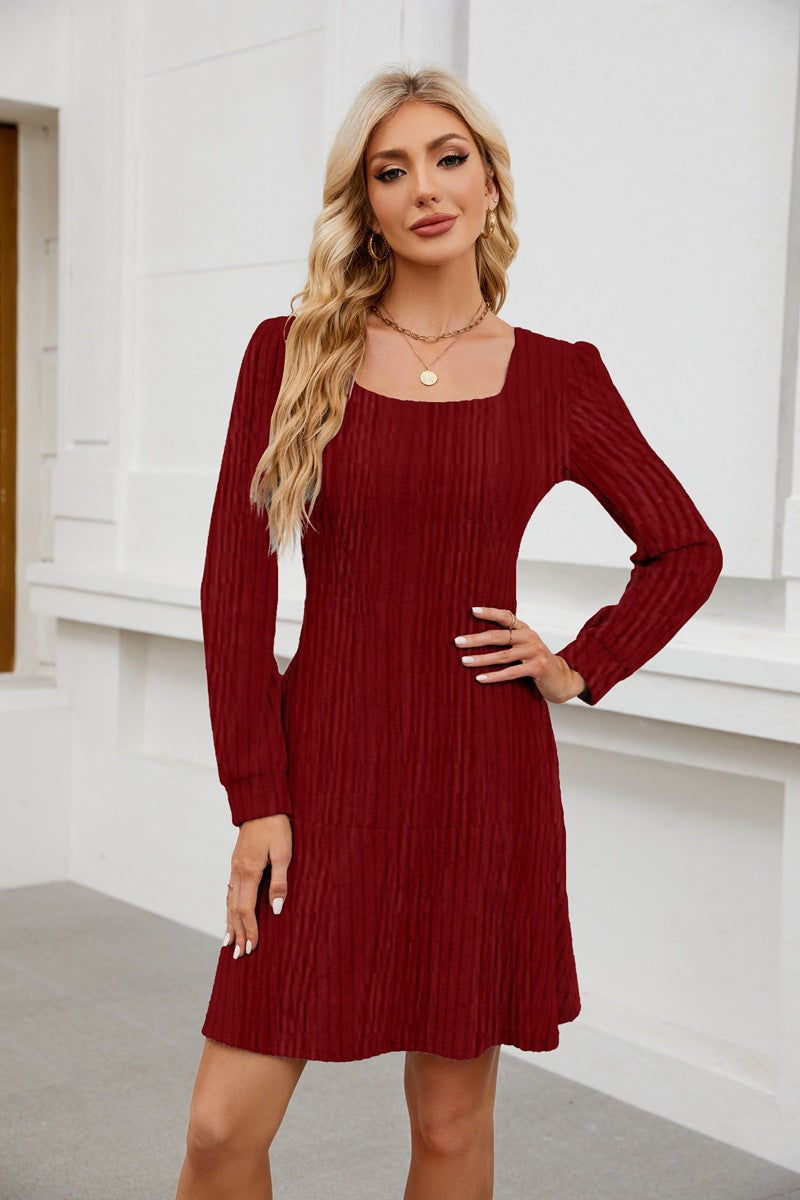 Red Wide Spaced Rib Mini Dress