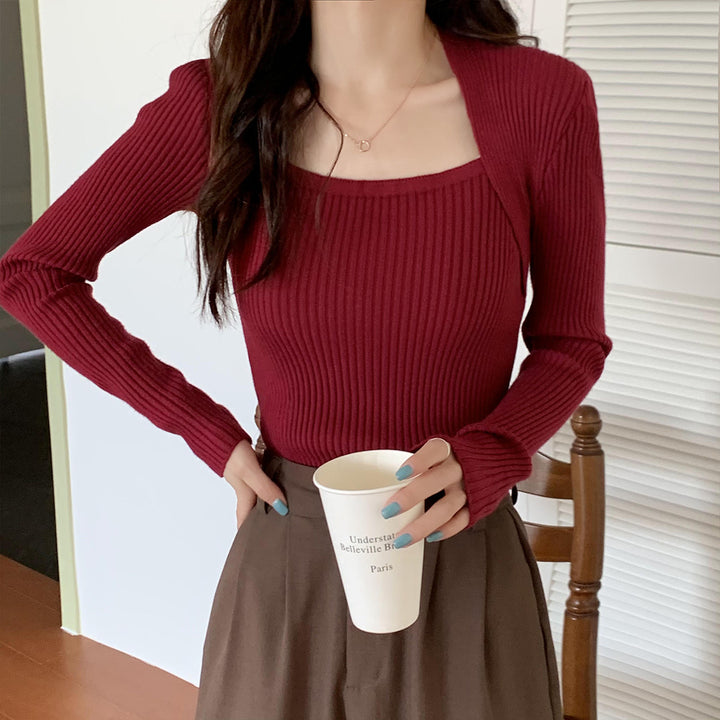 Burgundy Square Neck Top