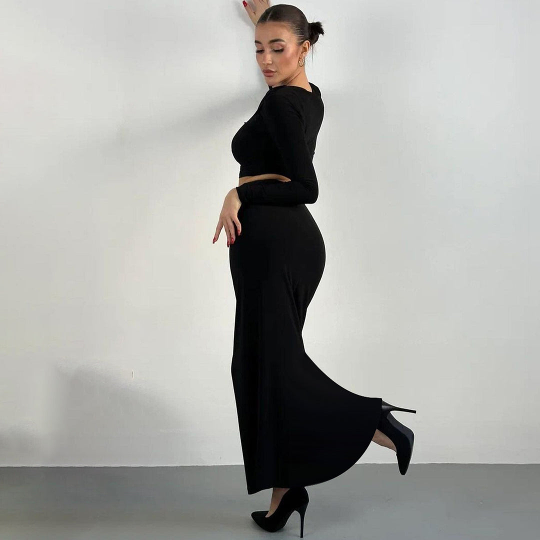 Black Top And Skirt Co-Ord Set