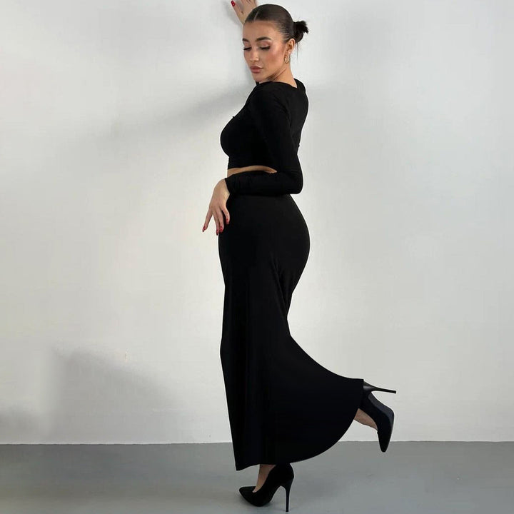 Black Top And Skirt Co-Ord Set