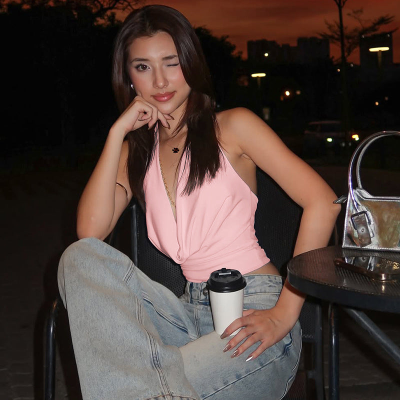 Pink Halter Neck Top