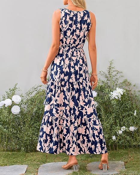Multi V Neck Printed Cinched Waist Dress