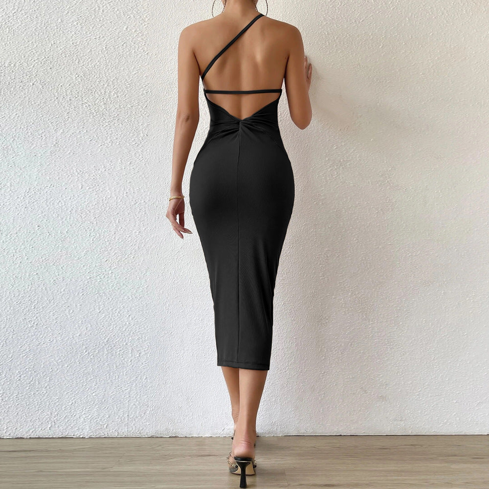 Black One Shoulder Back Detail Top