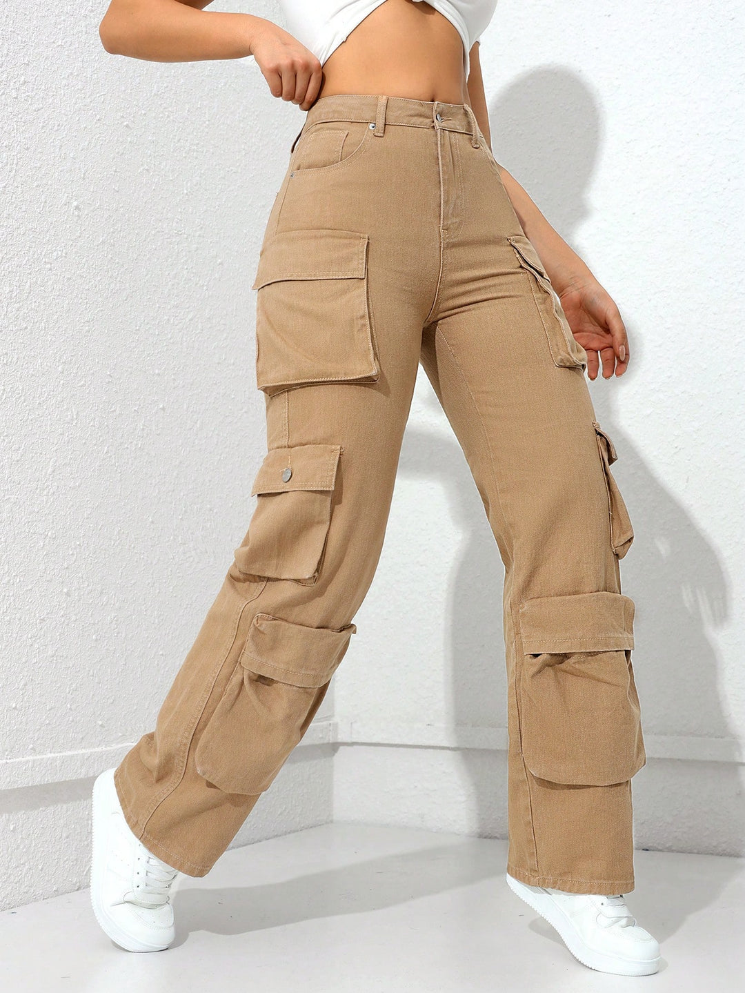 Beige Coloured Utilitarian Denims