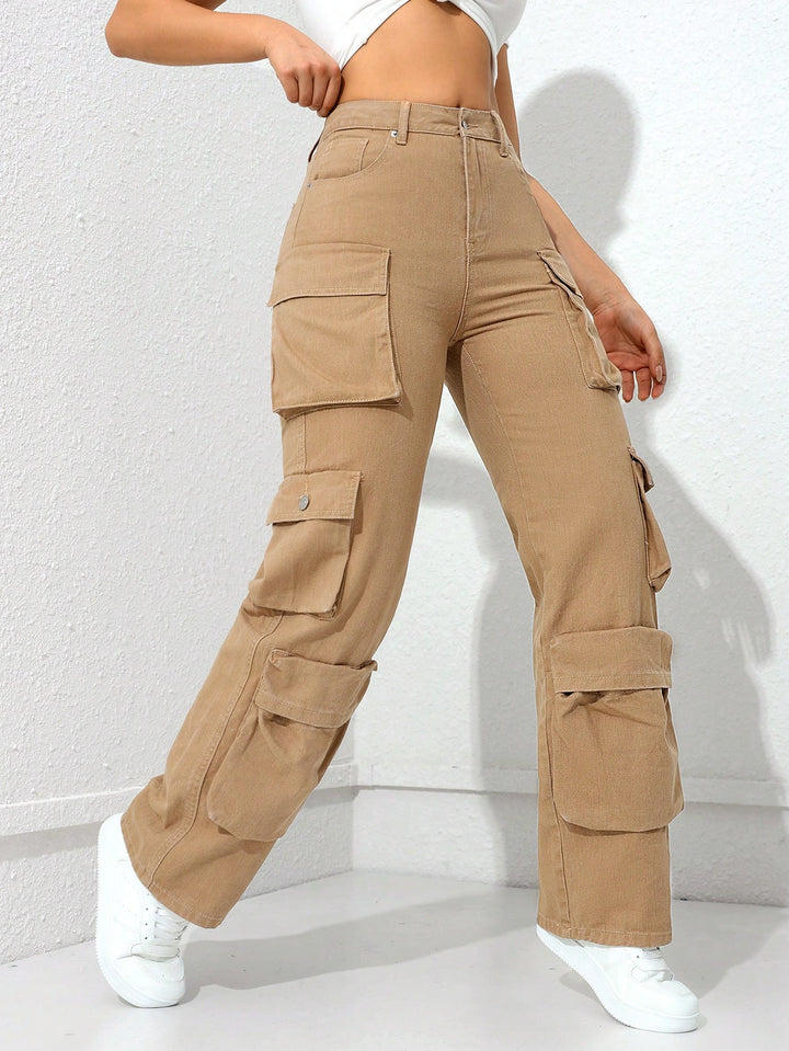 Beige Coloured Utilitarian Denims