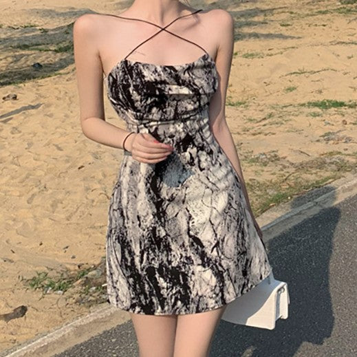 Multi Fit And Flare Front Cross Mini Dress