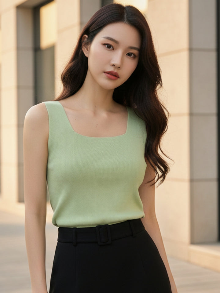 Light Green Sleeveless Basic Tank Top