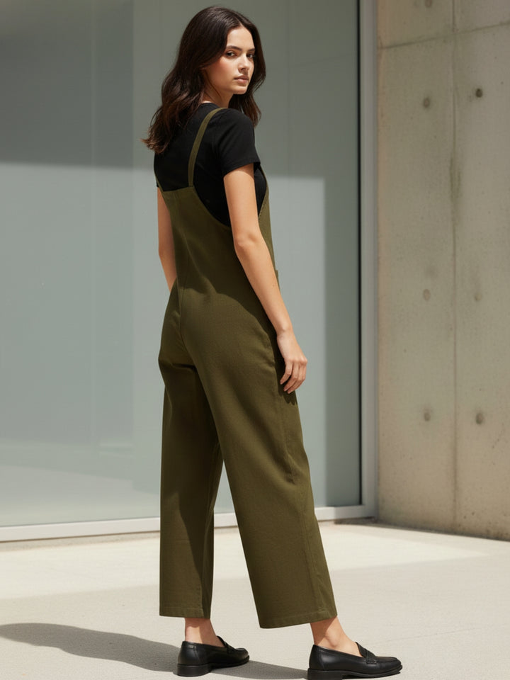Olive Double Spaghetti Strap Jumpsuits