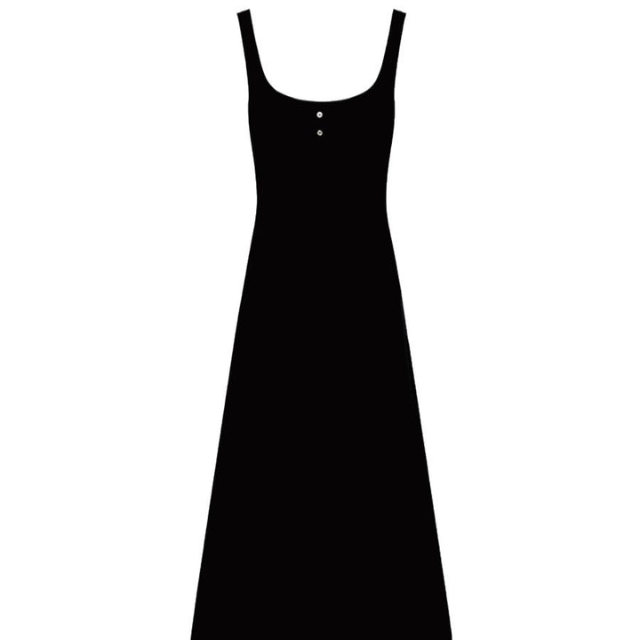 Solid Black Button Down Jersey Dress