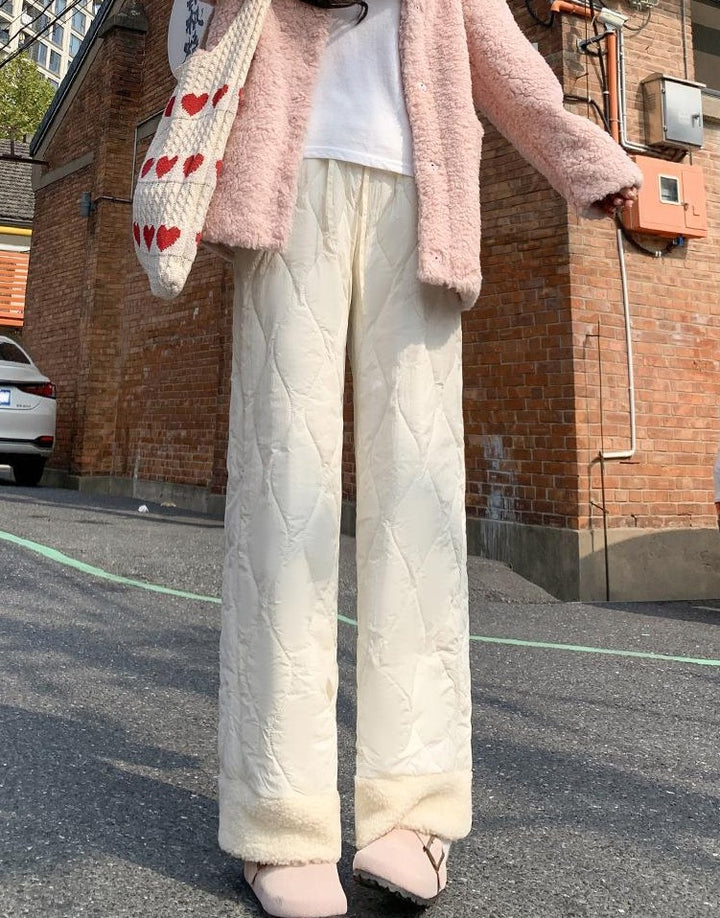 Beige Quilted Fleece Jogger