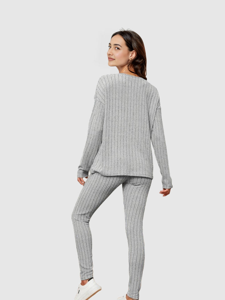 Grey Wide Rib Co-Ord Set