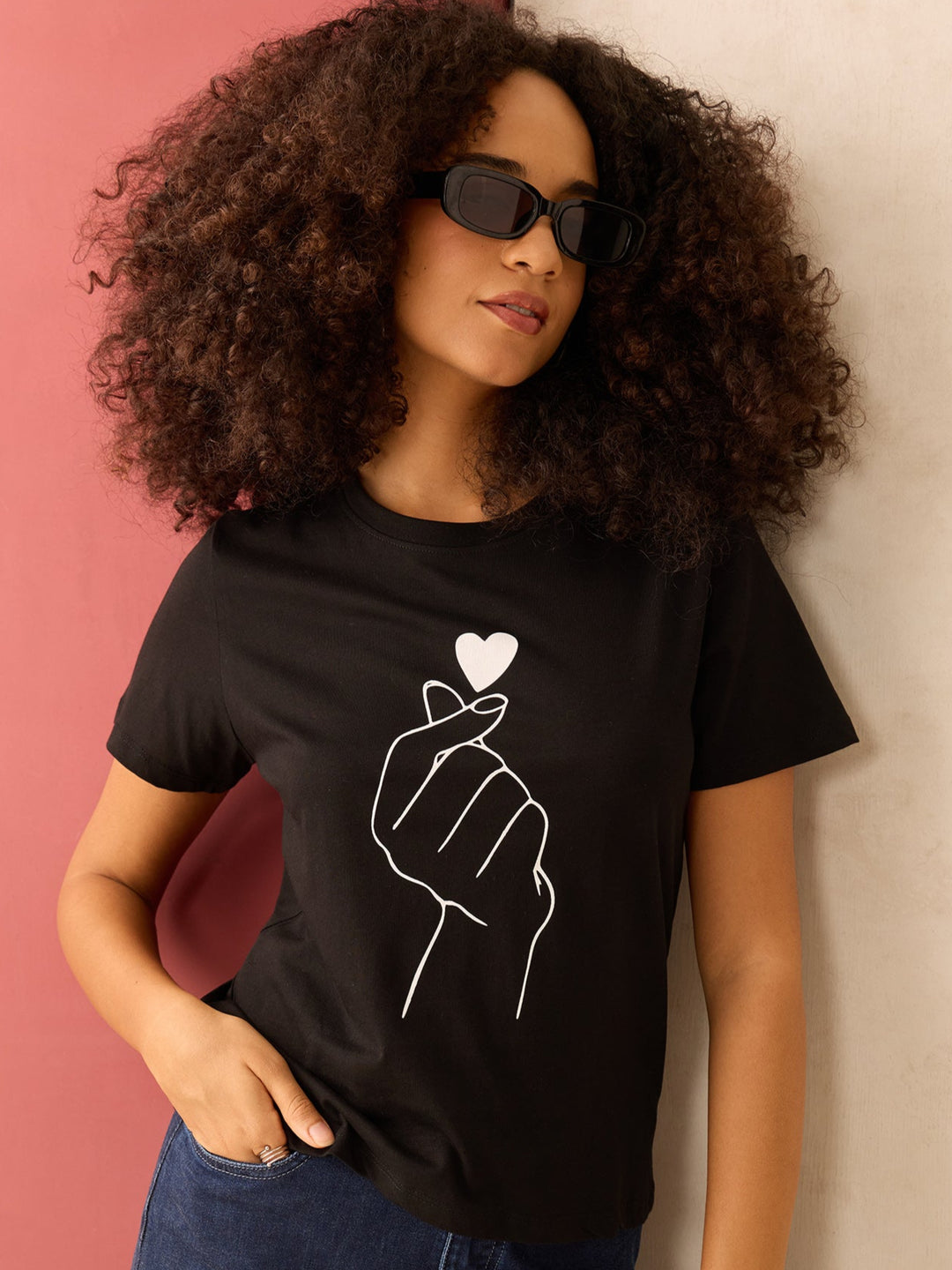 Black Regular Fit Graphic Tshirt