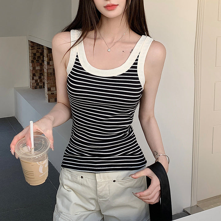 Black Tank Top With Stripes