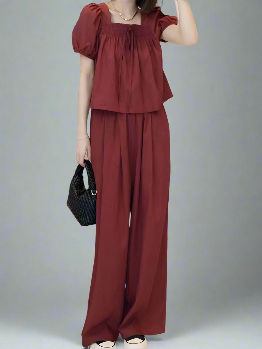 Red Blouse And Pants Co-Ord Set