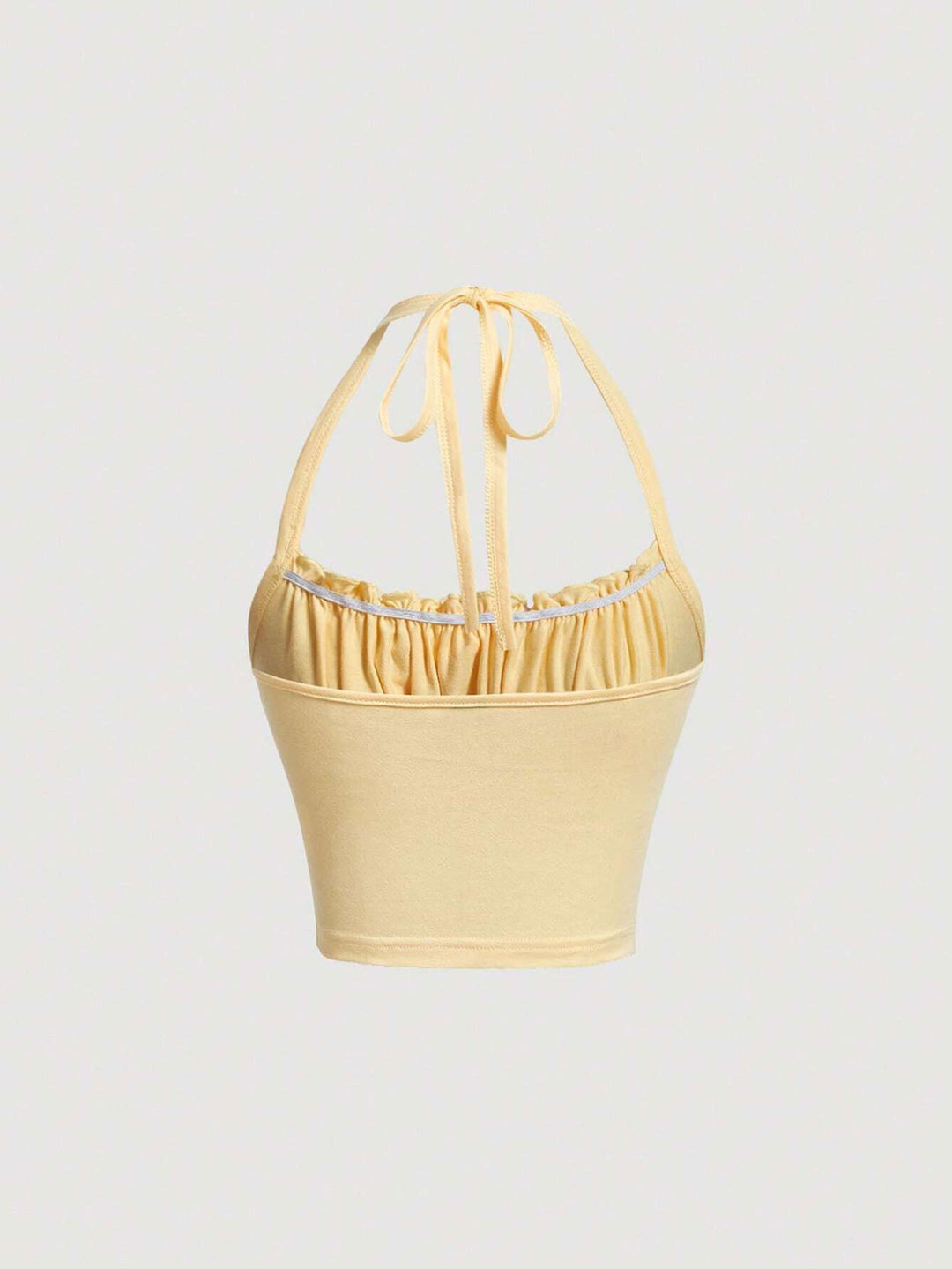Yellow Halter Neck Bust Ruched Top