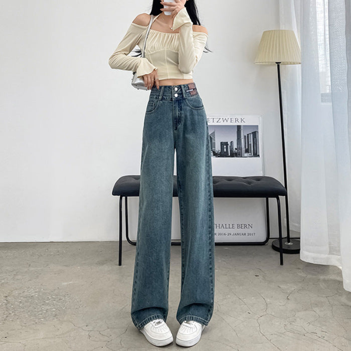 Grey Dual Button Down Jeans