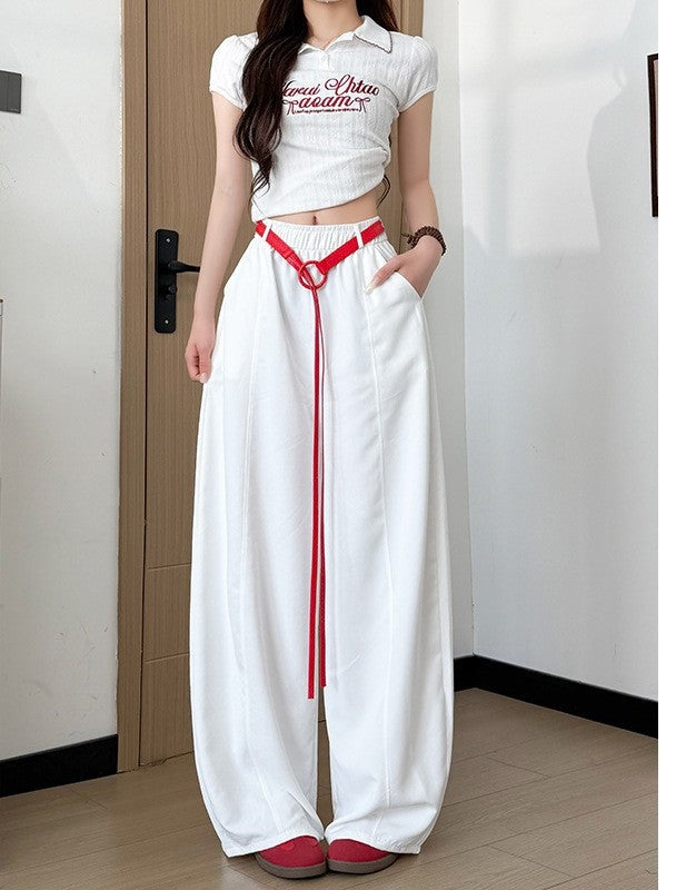 White High Waist Barrel Style Sweatpant