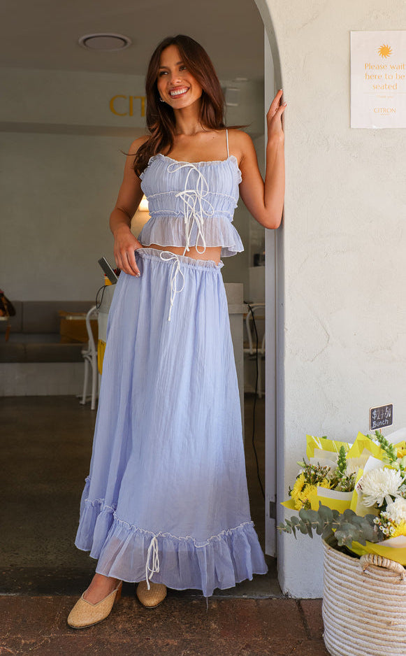 Blue Top And Skirt Co-Ord Set