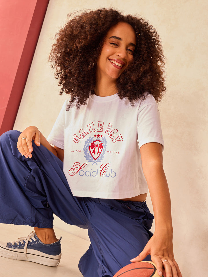 White Cropped Boxy T-Shirt With Graphic
