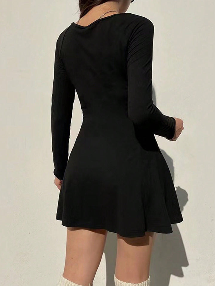 Black Full Sleeve Square Neck Dress