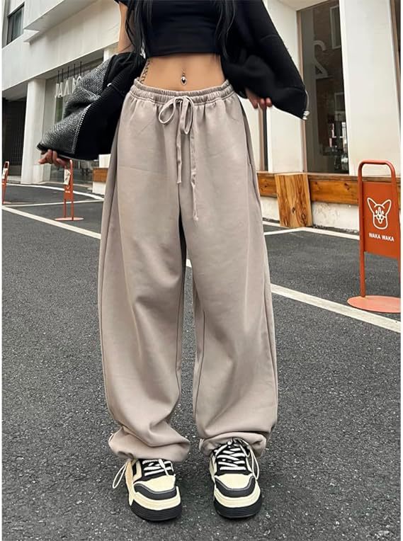 Khaki Baggy Fit Drawstring Joggers