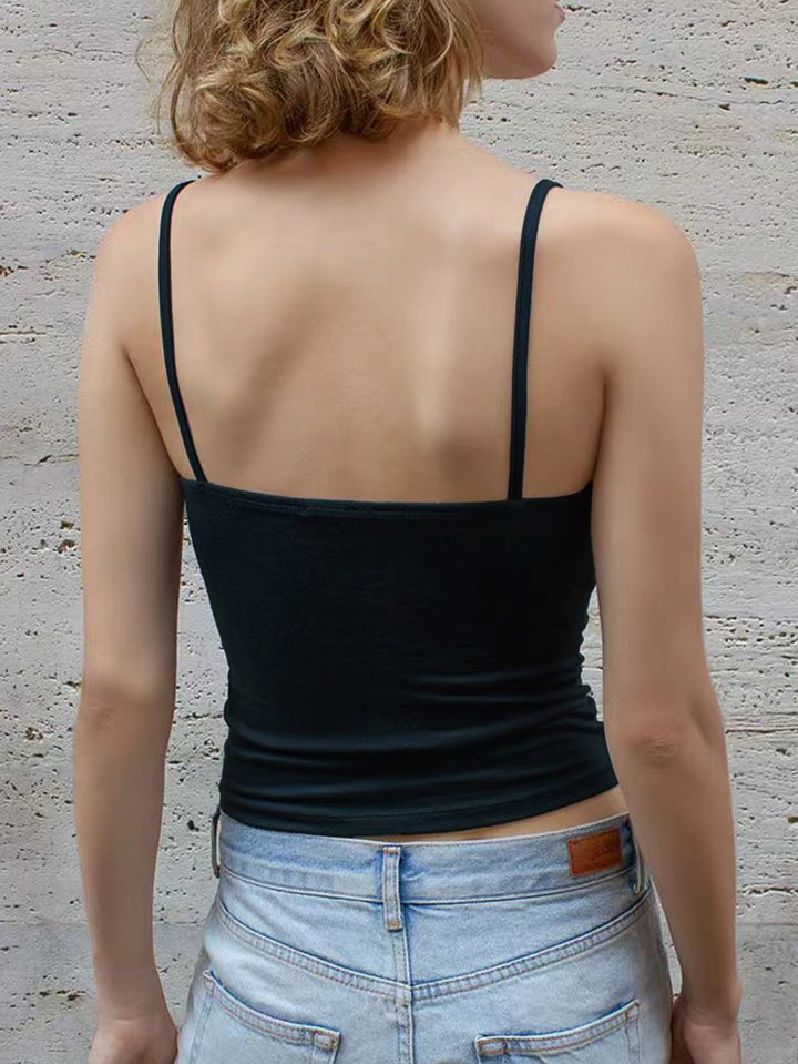 Black Strappy Lace Detail Cami Top