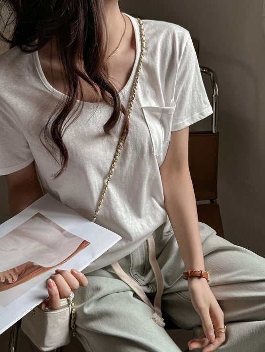 White Scoop Neck Relaxed Fit T-Shirt