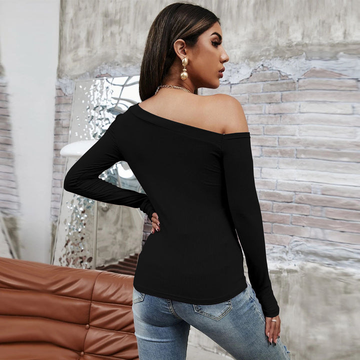 Black One Shoulder Full Sleeve Top