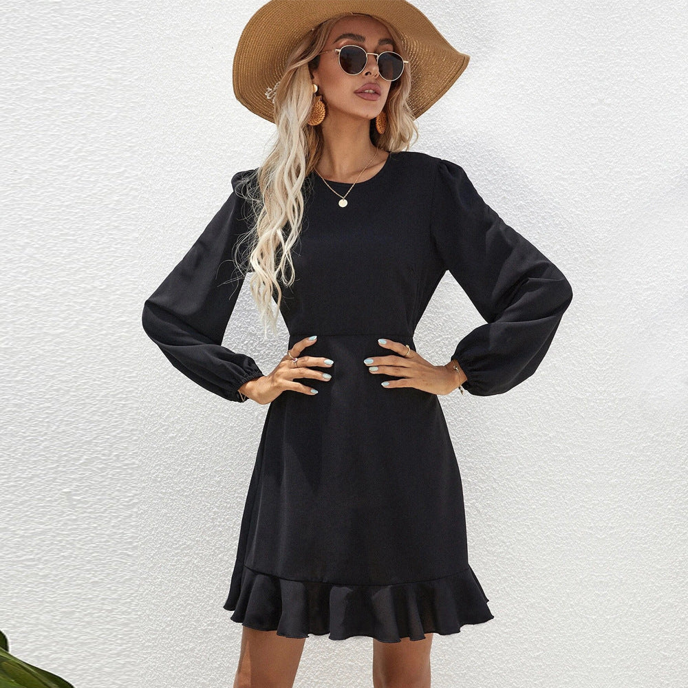 Black Full Sleeved Ruffle Dress