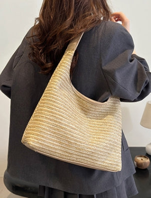 Beige Textured Slouch Hobo