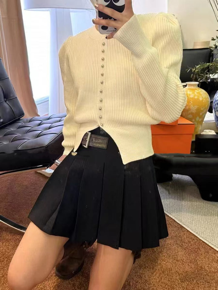 Cream Full Sleeve Front Buttoned Cardigan