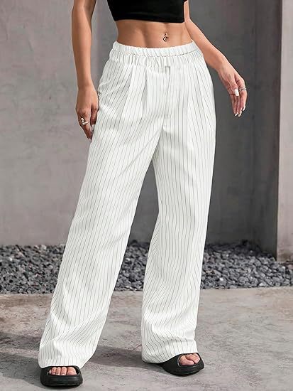White Contrast Waist Band Straight Fit