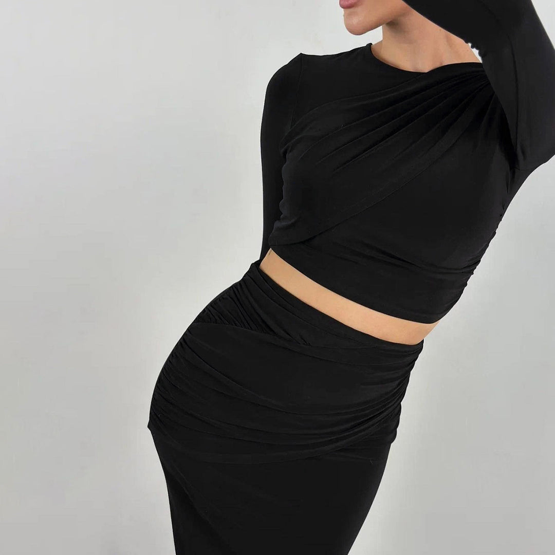 Black Top And Skirt Co-Ord Set