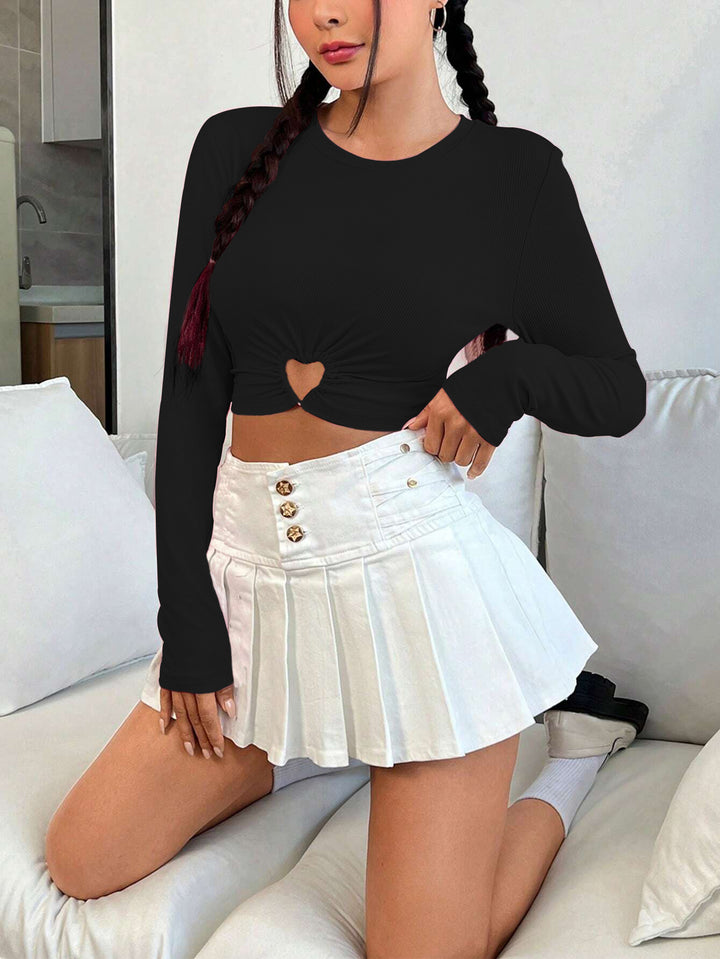 Black Full Sleeved Crop Top
