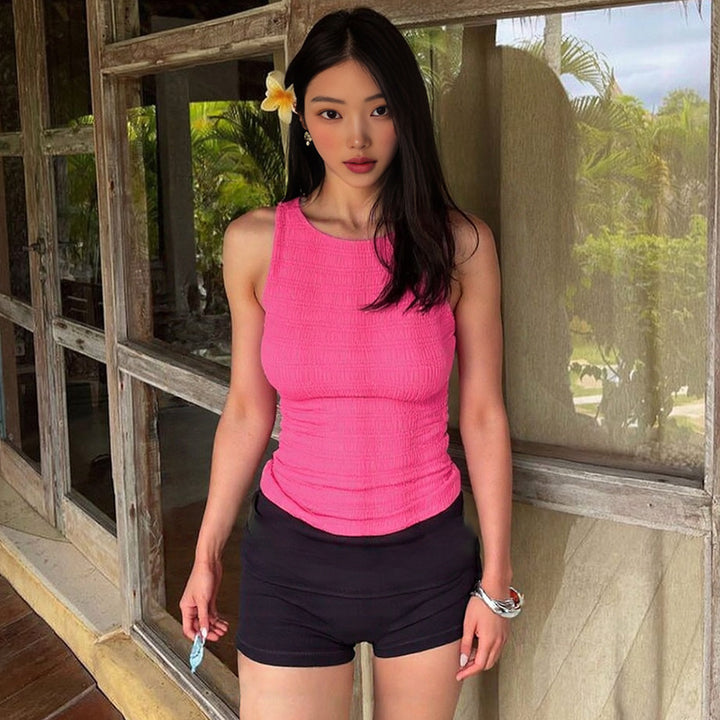 Magenta Sleeveless Slim Tank Top