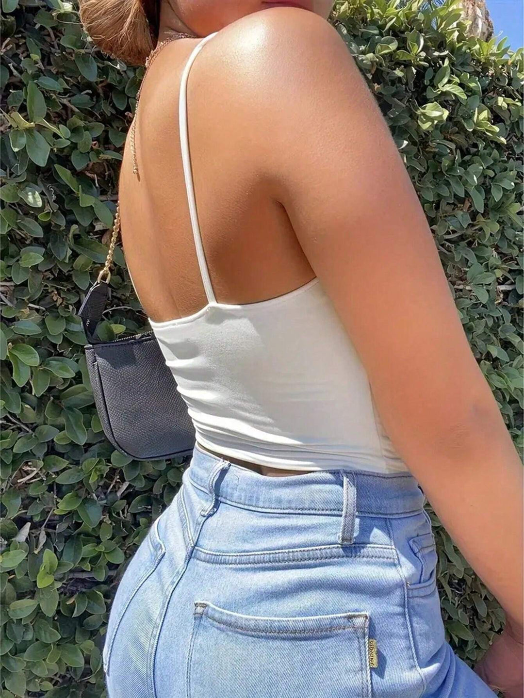 White Double Cut Out Tie Up Camisole