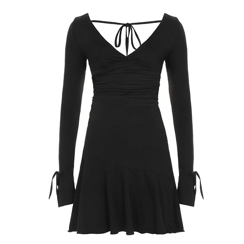 Black Lace-Up Dress
