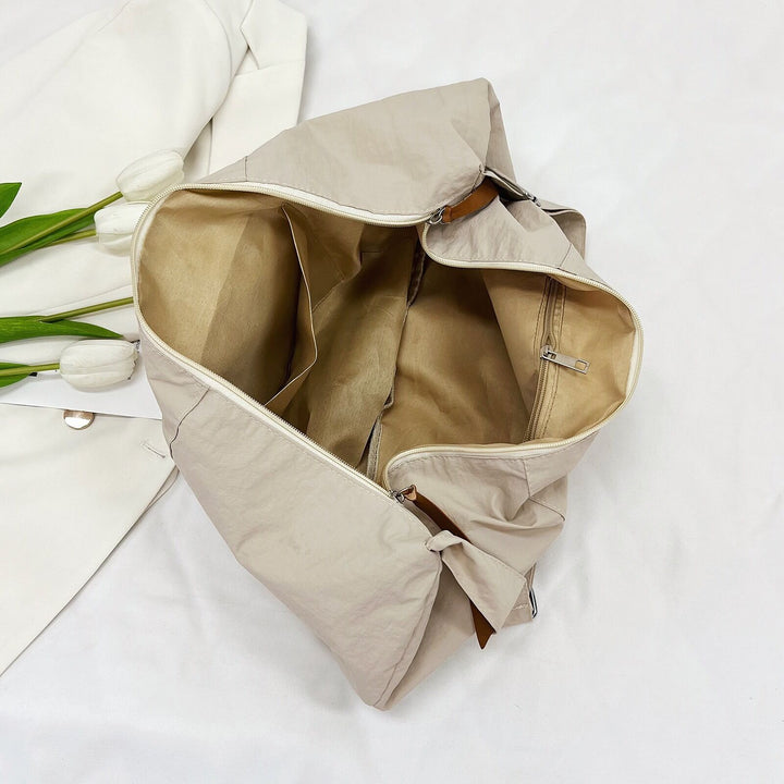Cream Solid Shopper Hobo Bag