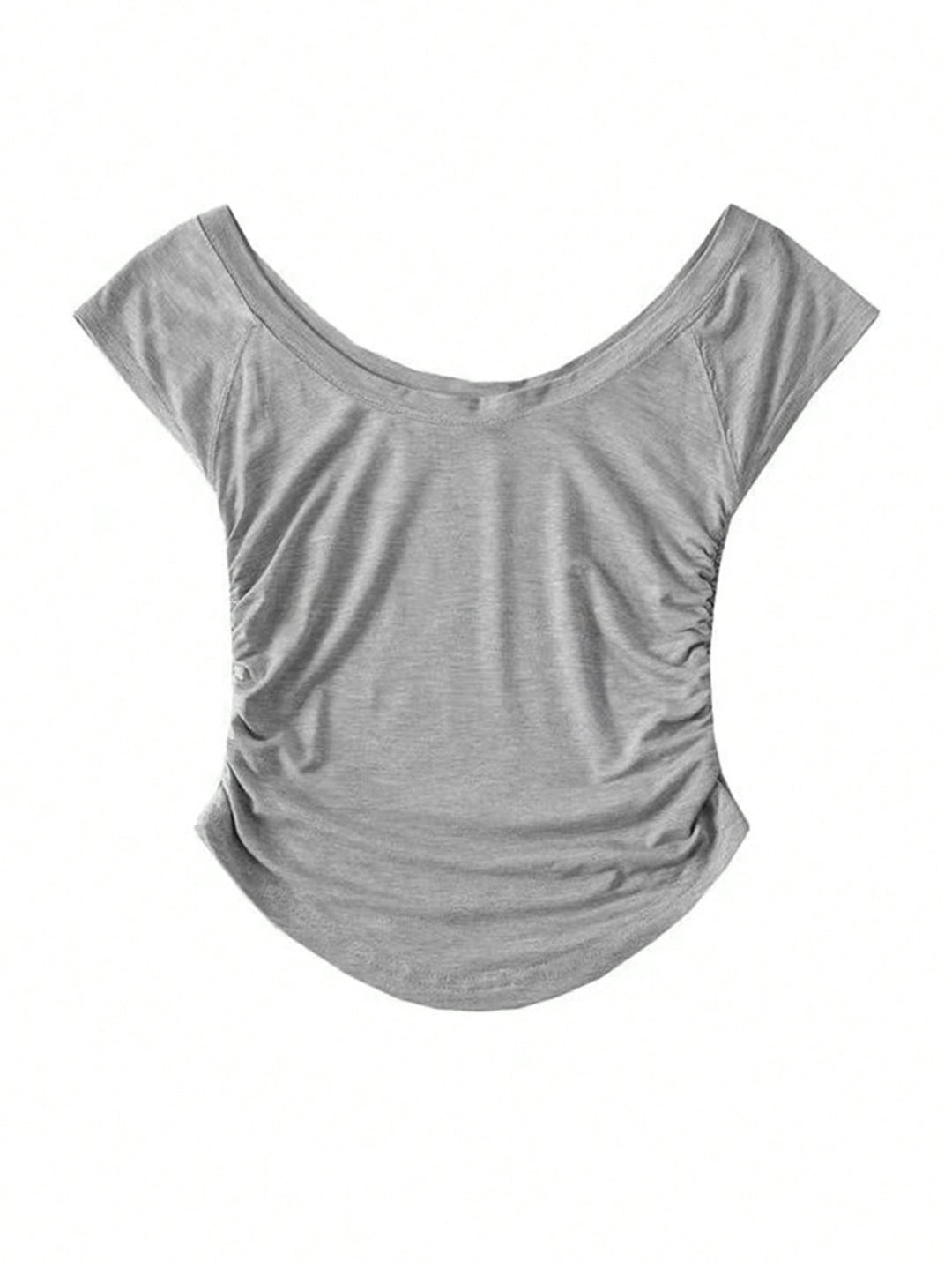 Grey Round Neck Short Sleeve Top
